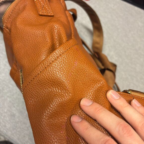 Azaria Cognac Vegan Leather Backpack main image 11